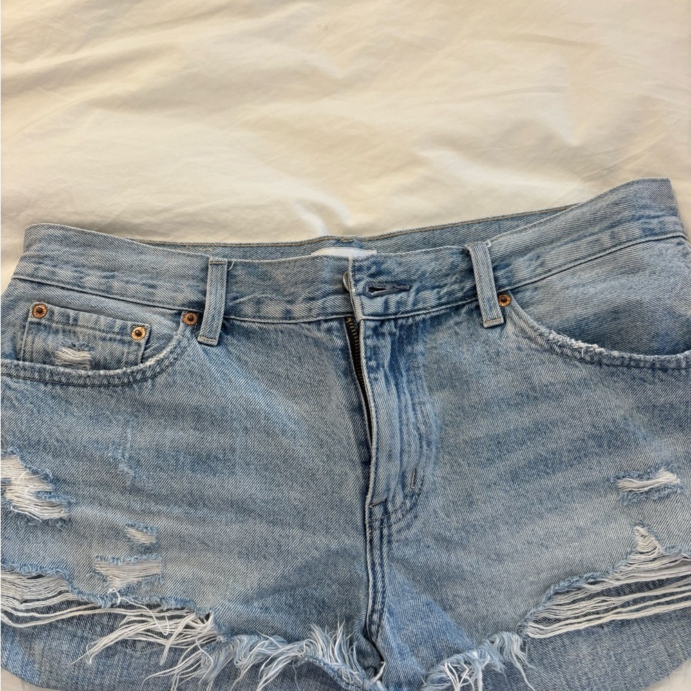 Pistola Blue Distressed Jean Shorts